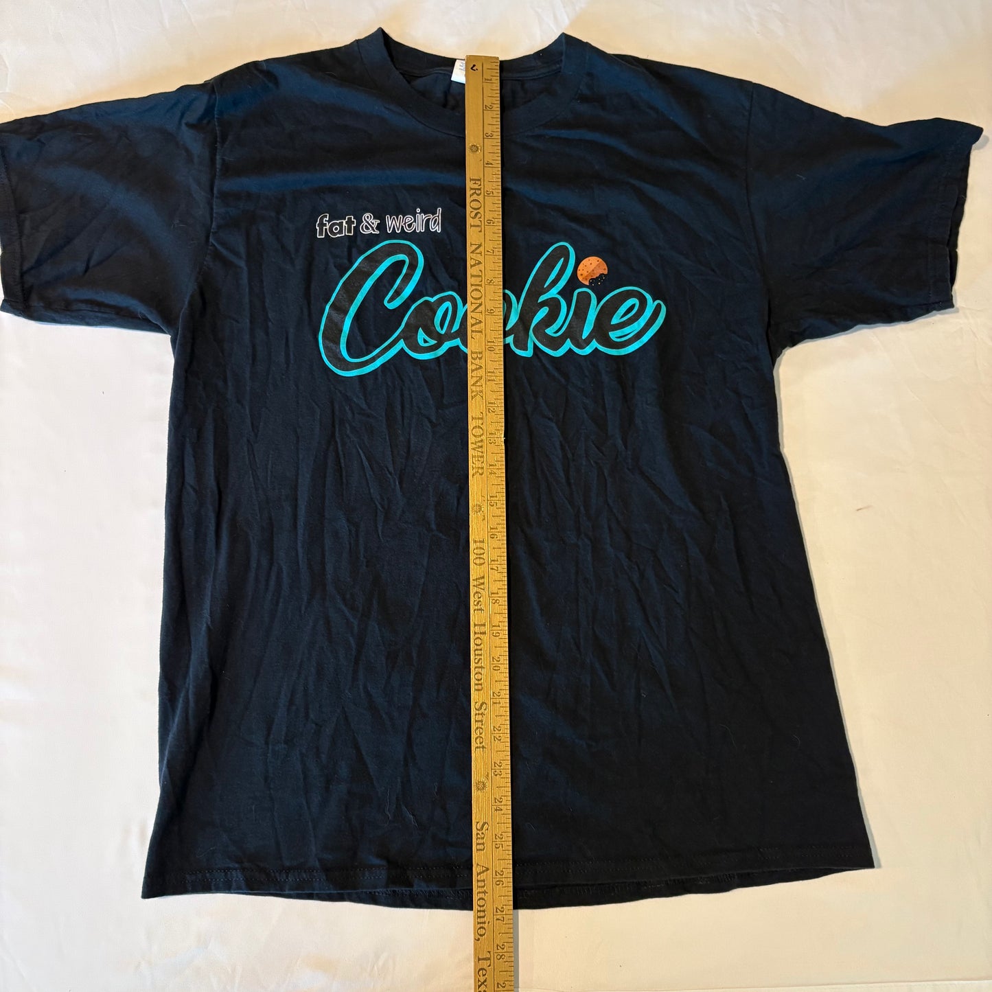 Fat & Weird Cookie T-Shirt Large Black Funny Graphic Tee Port & Co 100% Cotton