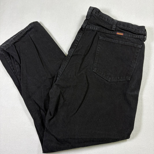 Rustler Mens Jeans 42x30 Black Denim Straight Leg USA Fabric Mexico Vintage 90s Y2K