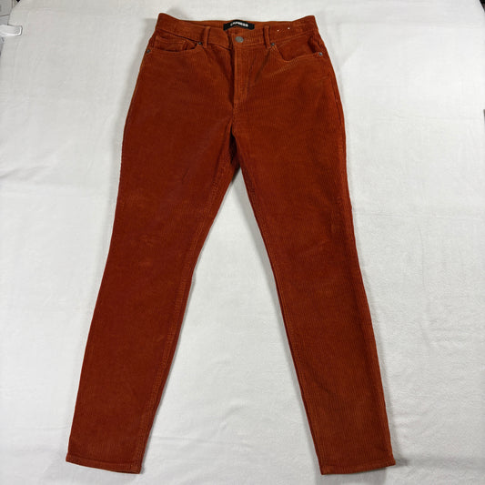 Express Womens 8R High Rise Ankle Legging Corduroy Pants Rust Stretch Soft!