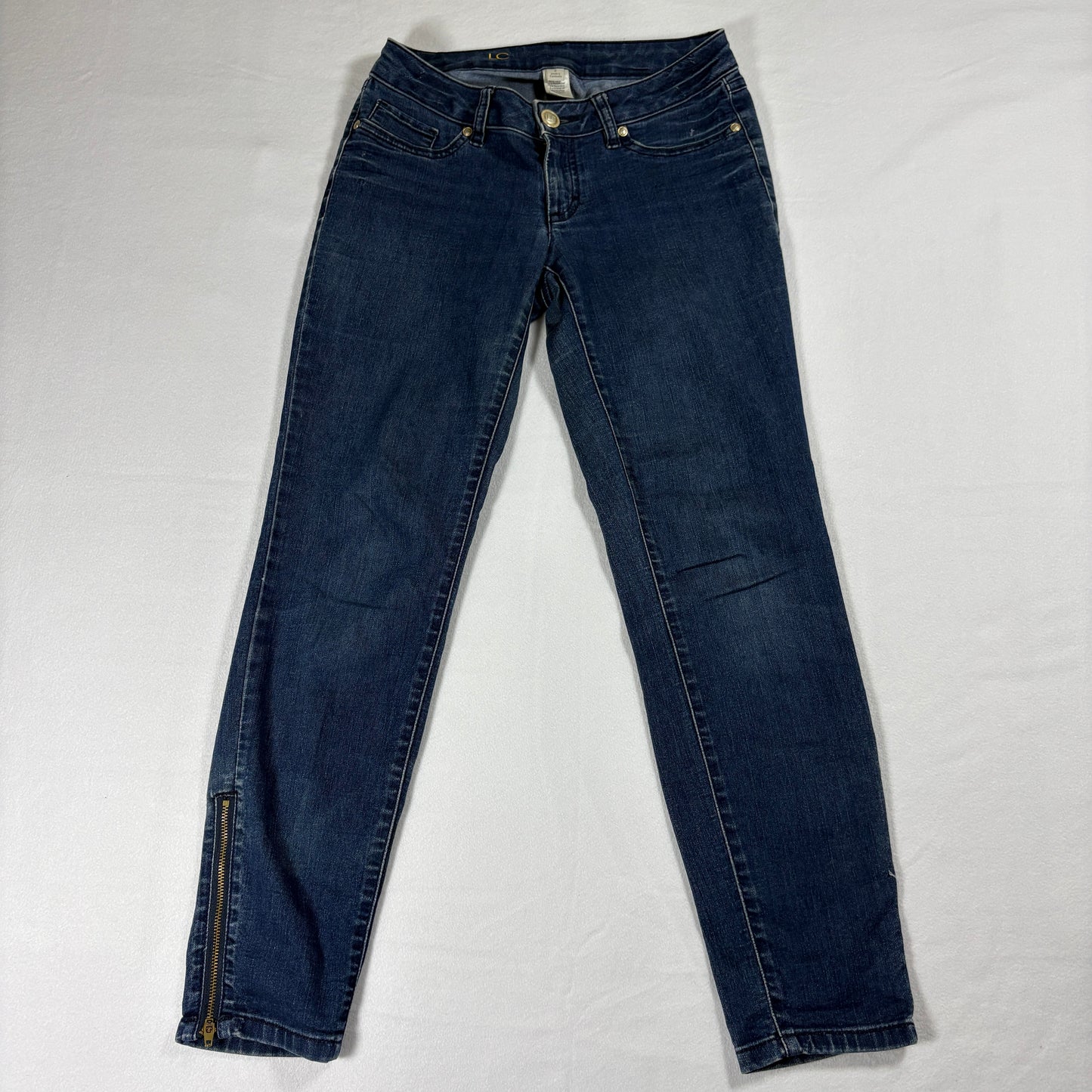 Skinny Jeans Womens 2 Dark Wash Stretch Zip Ankle Y2K Retro Slim Fit Denim Pants