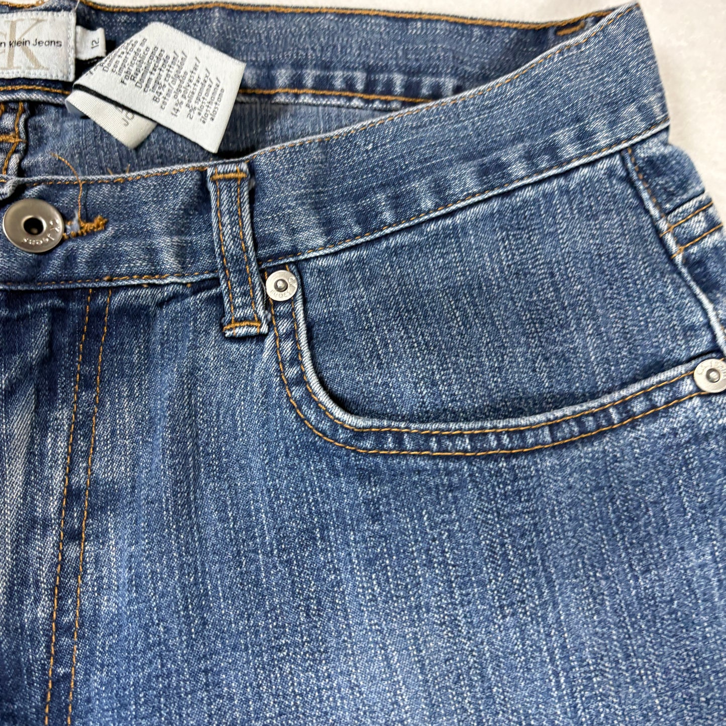 Calvin Klein Womens Jeans 12 Y2K Vintage 90s Bootcut Stretch Dark Wash Denim CK