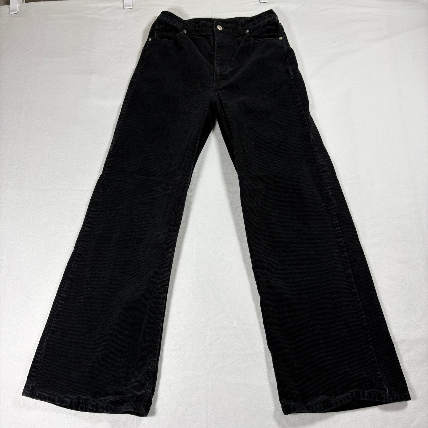 H&M Divided Corduroy Pants Womens S Black Y2K Retro Wide Leg Soft Stretch Cord