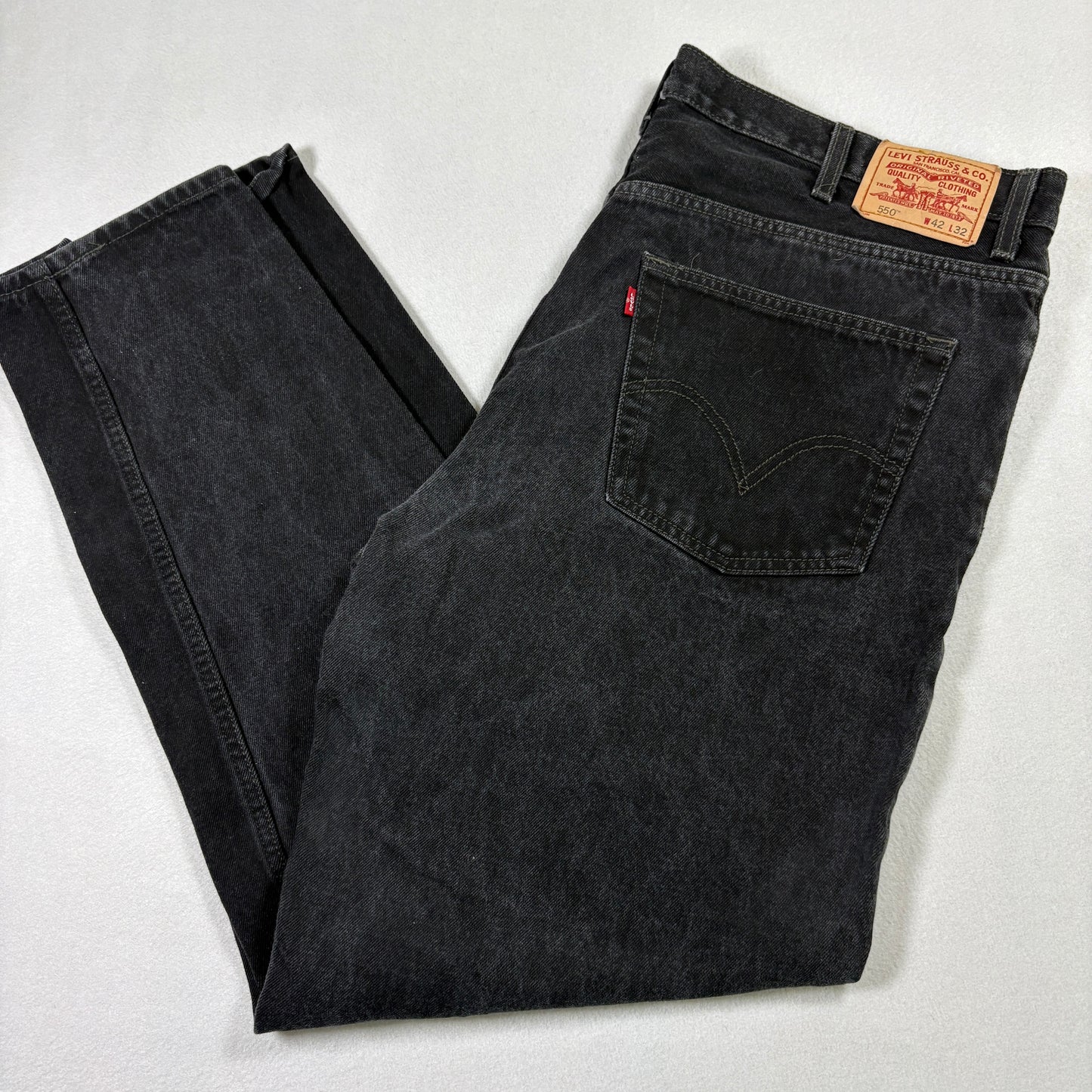 Levis Mens 550 Black Jeans 42x32 Relaxed Fit Tapered Y2K Vintage Grunge