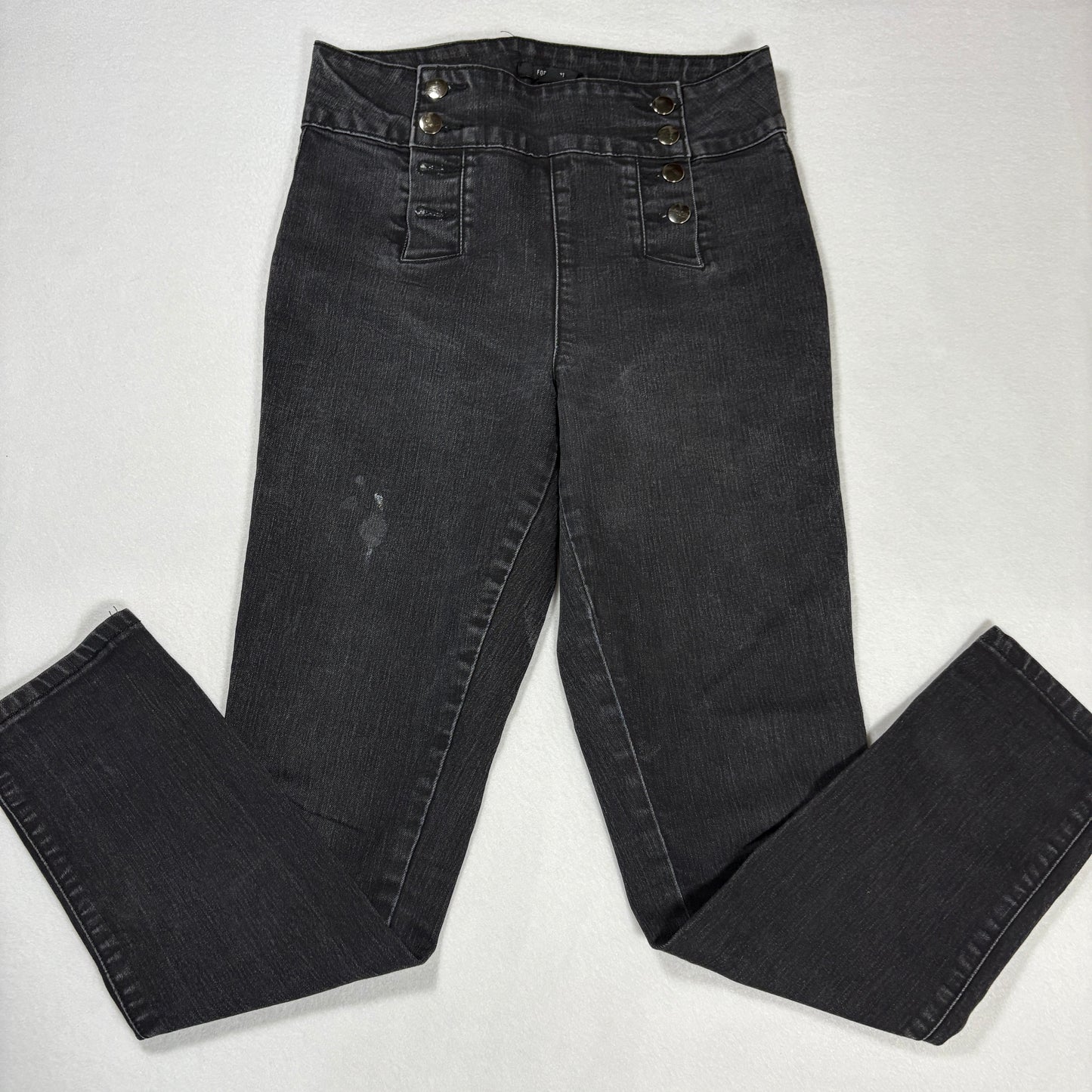 Forever 21 Womens High Rise Black Denim Jeans Size 28 Y2K Grunge Slim Fit