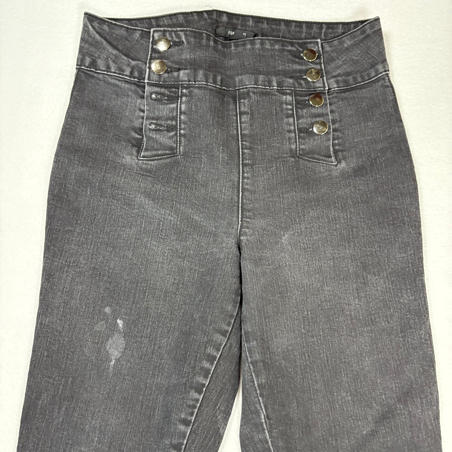 Forever 21 Womens High Rise Black Denim Jeans Size 28 Y2K Grunge Slim Fit