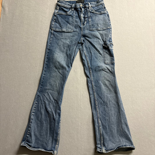 Y2K Cargo Flare Jeans Utility Wide Leg Tag 27 Fits Like 27x29 Light Wash