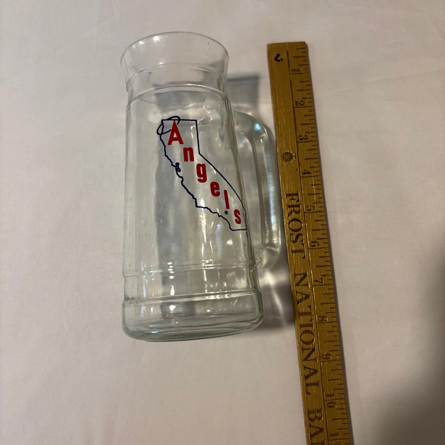 Vintage California Angels Beer Mug Glass 6" MLB Baseball Mug w/ State Logo