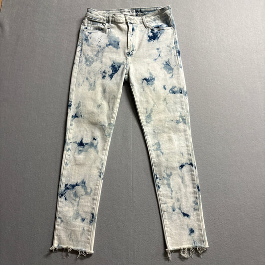 Just Black Denim Tie Dye Skinny Jeans Tag 28 Fits Like 25x27 Raw Hem USA