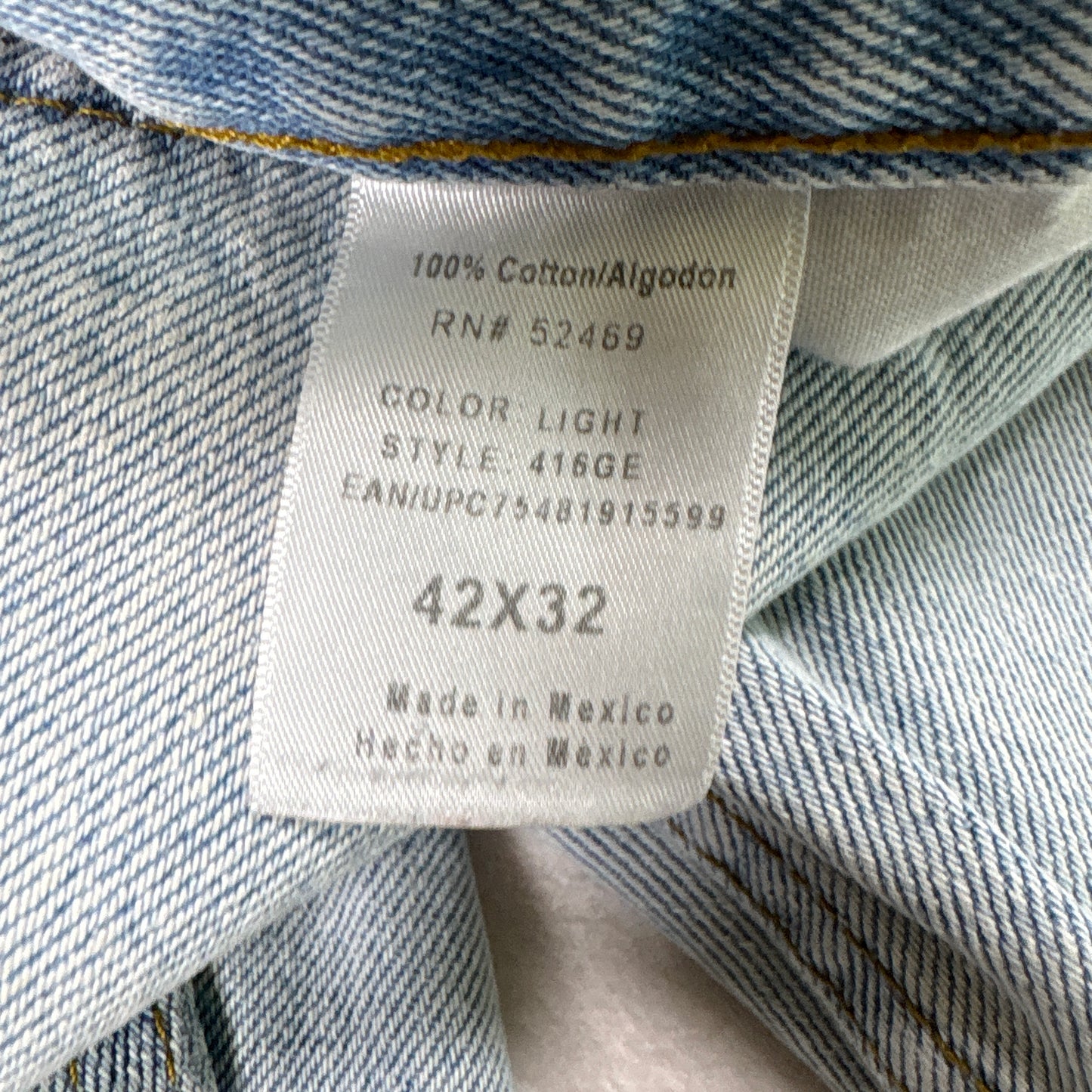 George Mens Light Wash Jeans 42x32 Relaxed Fit Baggy Y2K Grunge Workwear