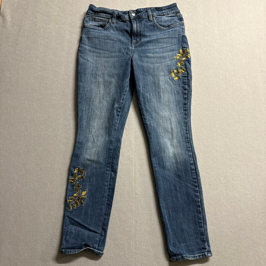 NYDJ Alina Legging Jeans Womens 10 Fits Like 30x30 Floral Embroidered Y2K