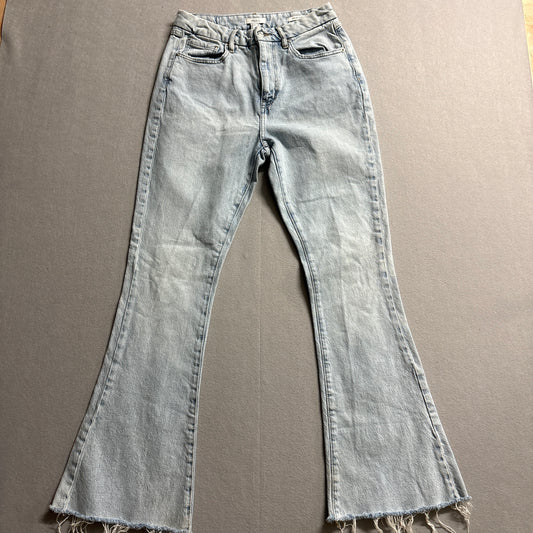 Forever 21 Curved Flare Jeans Womens 27 Fits Like 28x28 Y2K Raw Hem Denim
