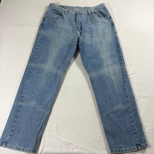 Wrangler Straight Leg Jeans 38x32 Fits Like 36X31 Light Wash Denim Workwear