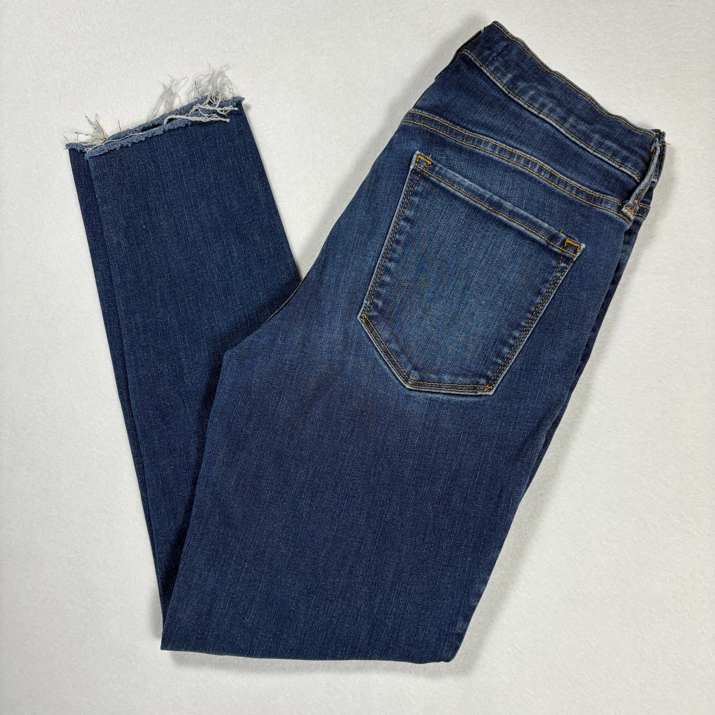 Gap Womens Jeans Size 28R 1969 True Skinny Dark Wash Raw Hem Distressed Denim