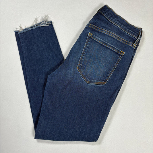 Gap Womens Jeans Size 28R 1969 True Skinny Dark Wash Raw Hem Distressed Denim