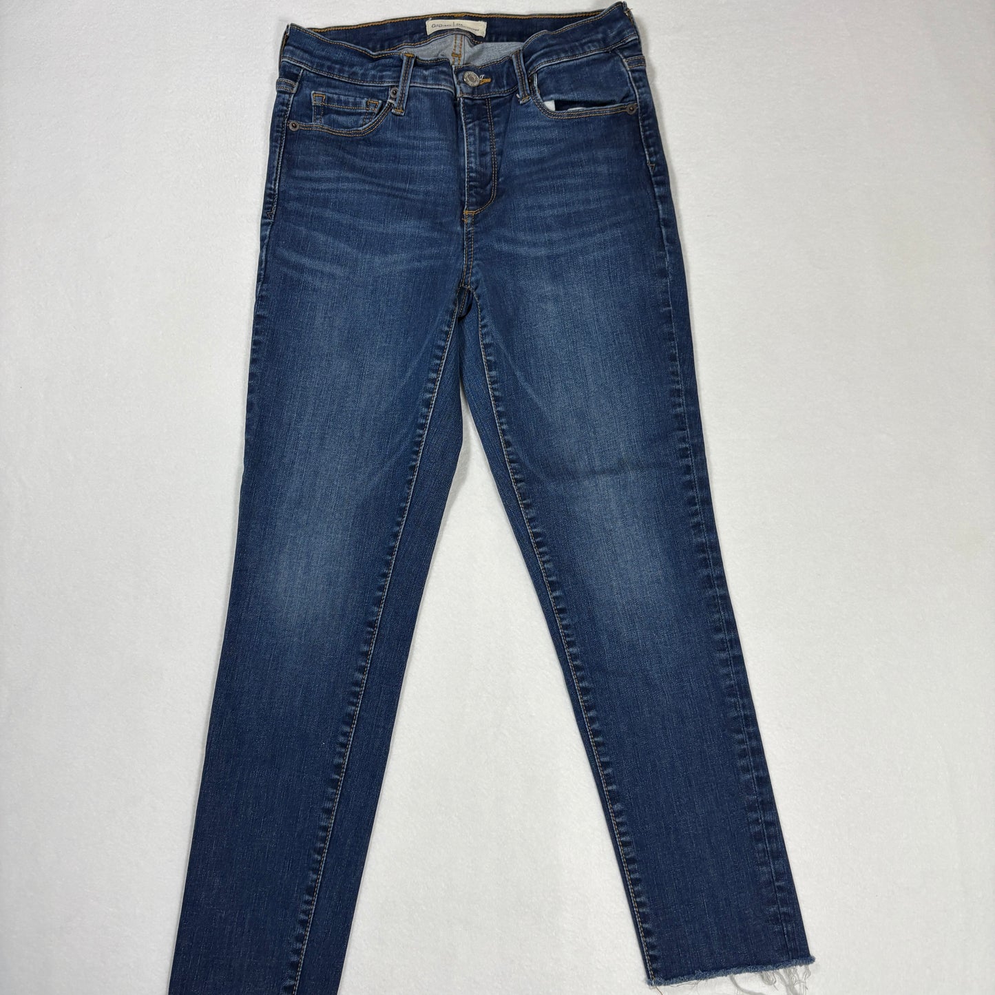 Gap Womens Jeans Size 28R 1969 True Skinny Dark Wash Raw Hem Distressed Denim