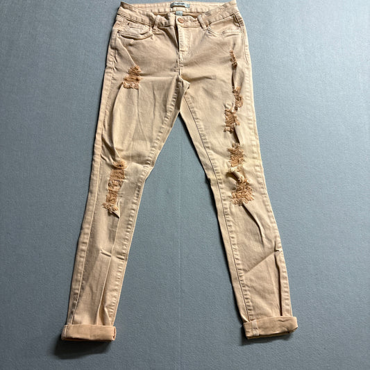 Refuge Distressed Skinny Jeans Womens 4 Fits Like 28x27 Y2K Pink Denim