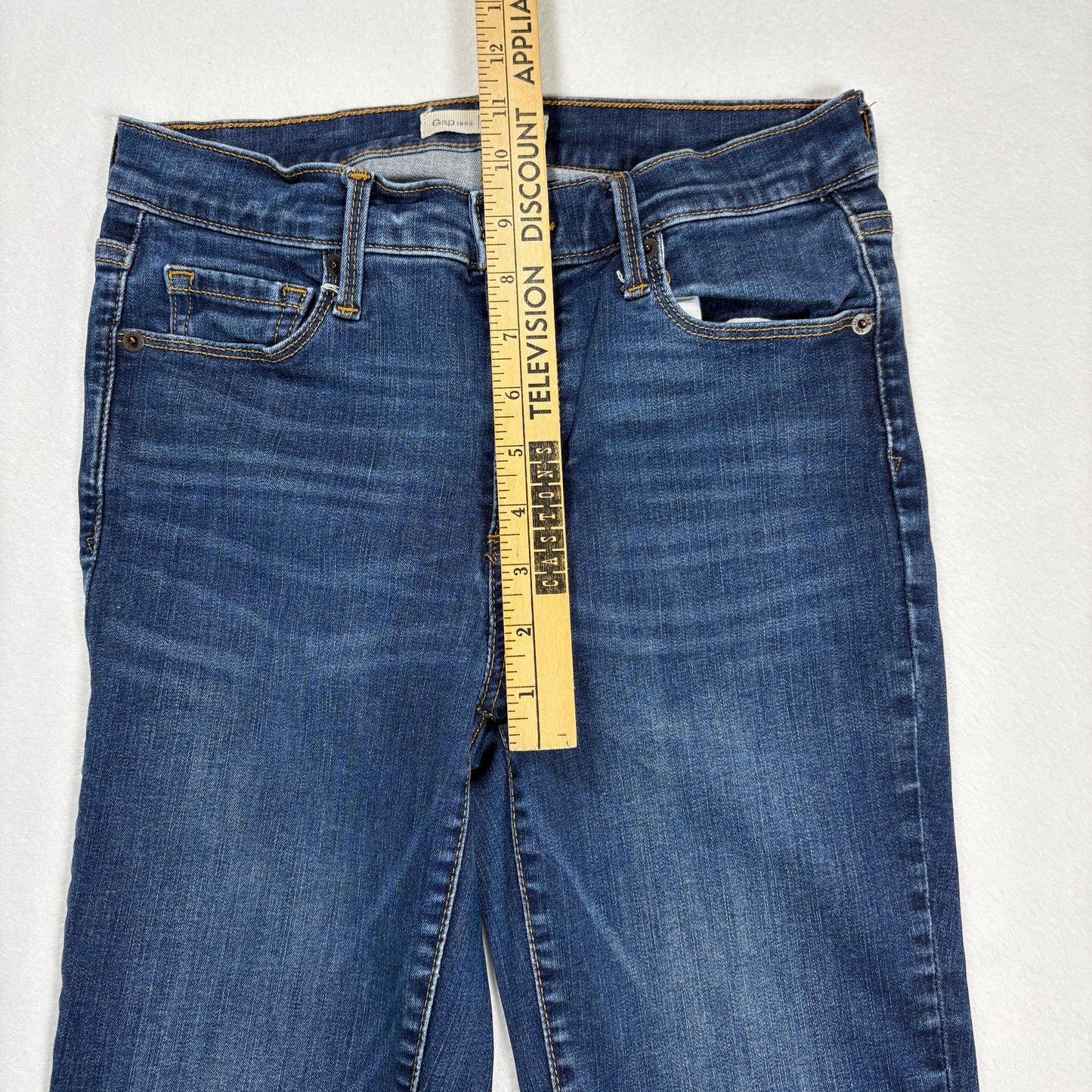 Gap Womens Jeans Size 28R 1969 True Skinny Dark Wash Raw Hem Distressed Denim
