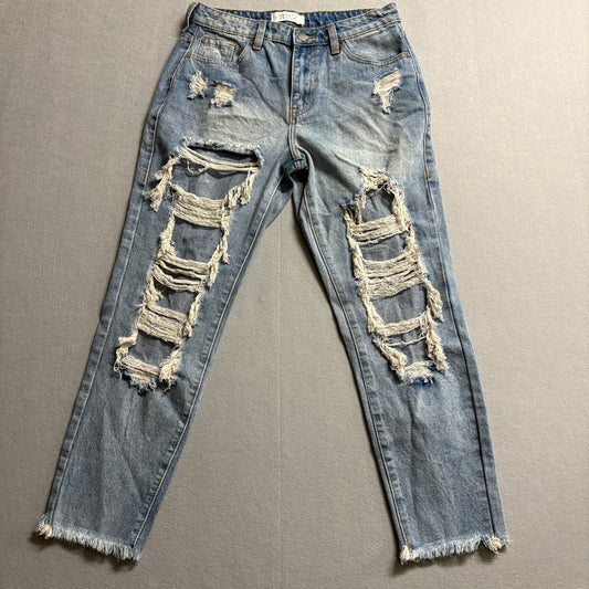 Nature Denim Distressed Mom Jeans Womens 5 26 Fits Like 30x25 Y2K Grunge