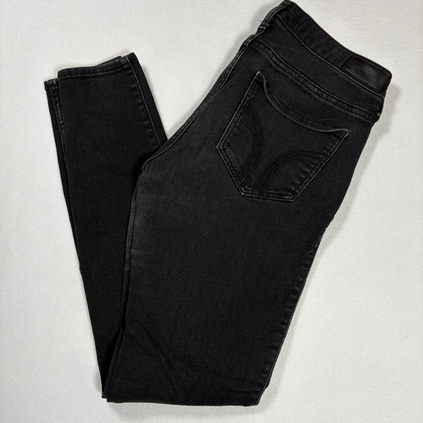 Hollister Womens Jeans Size 7L W28 L30 Mid Rise Super Skinny Black Denim Y2K