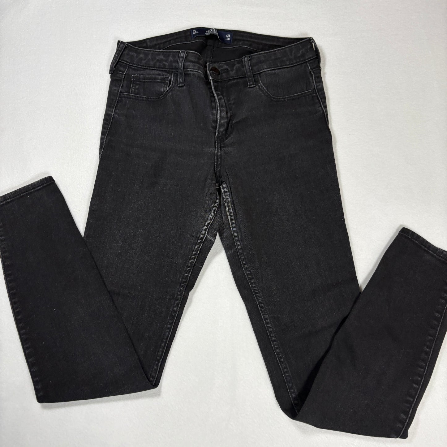 Hollister Womens Jeans Size 7L W28 L30 Mid Rise Super Skinny Black Denim Y2K