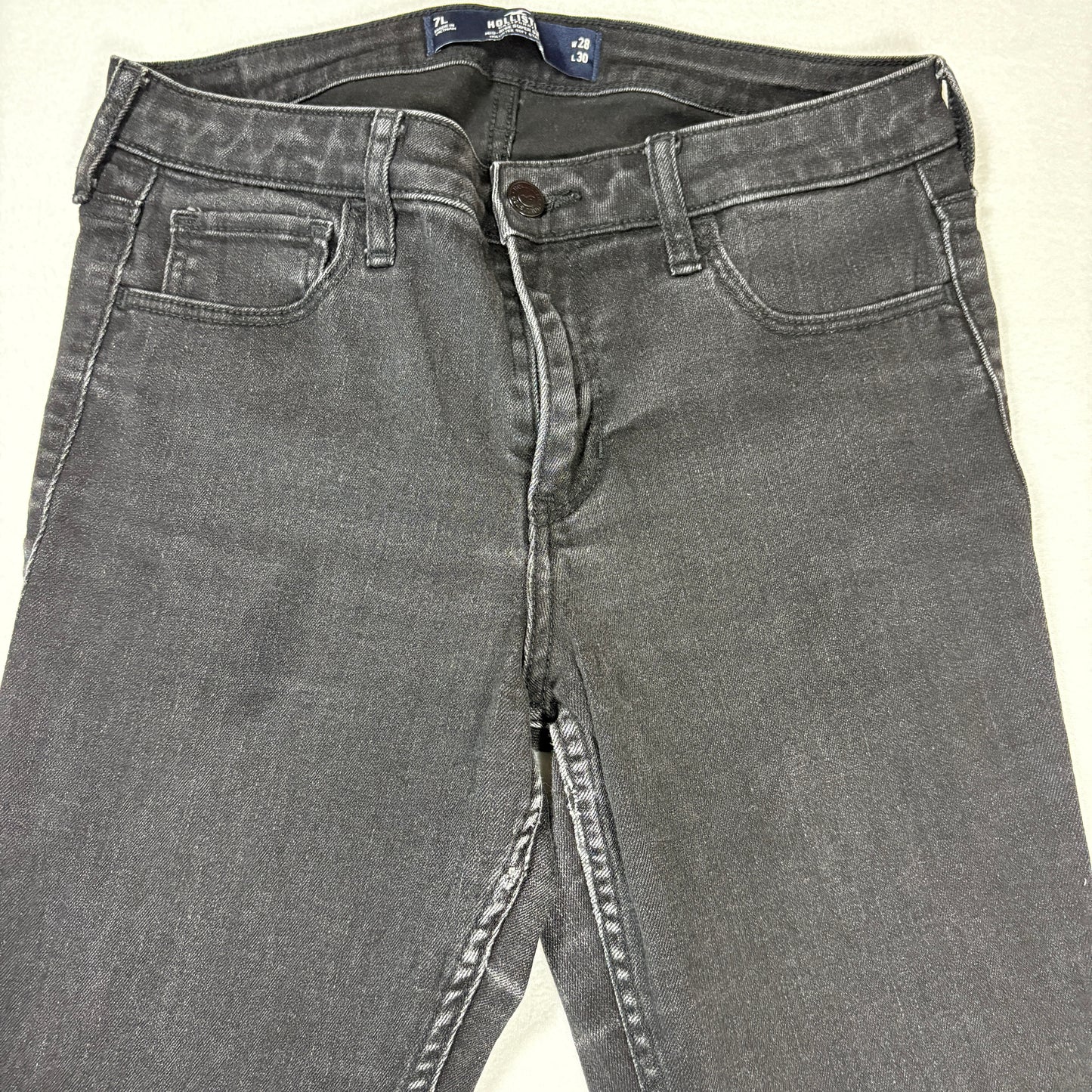 Hollister Womens Jeans Size 7L W28 L30 Mid Rise Super Skinny Black Denim Y2K
