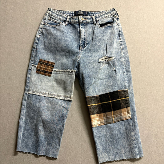 Hollister Mom Jean Shorts Womens W29 Y2K Distressed Patchwork Raw 28x18