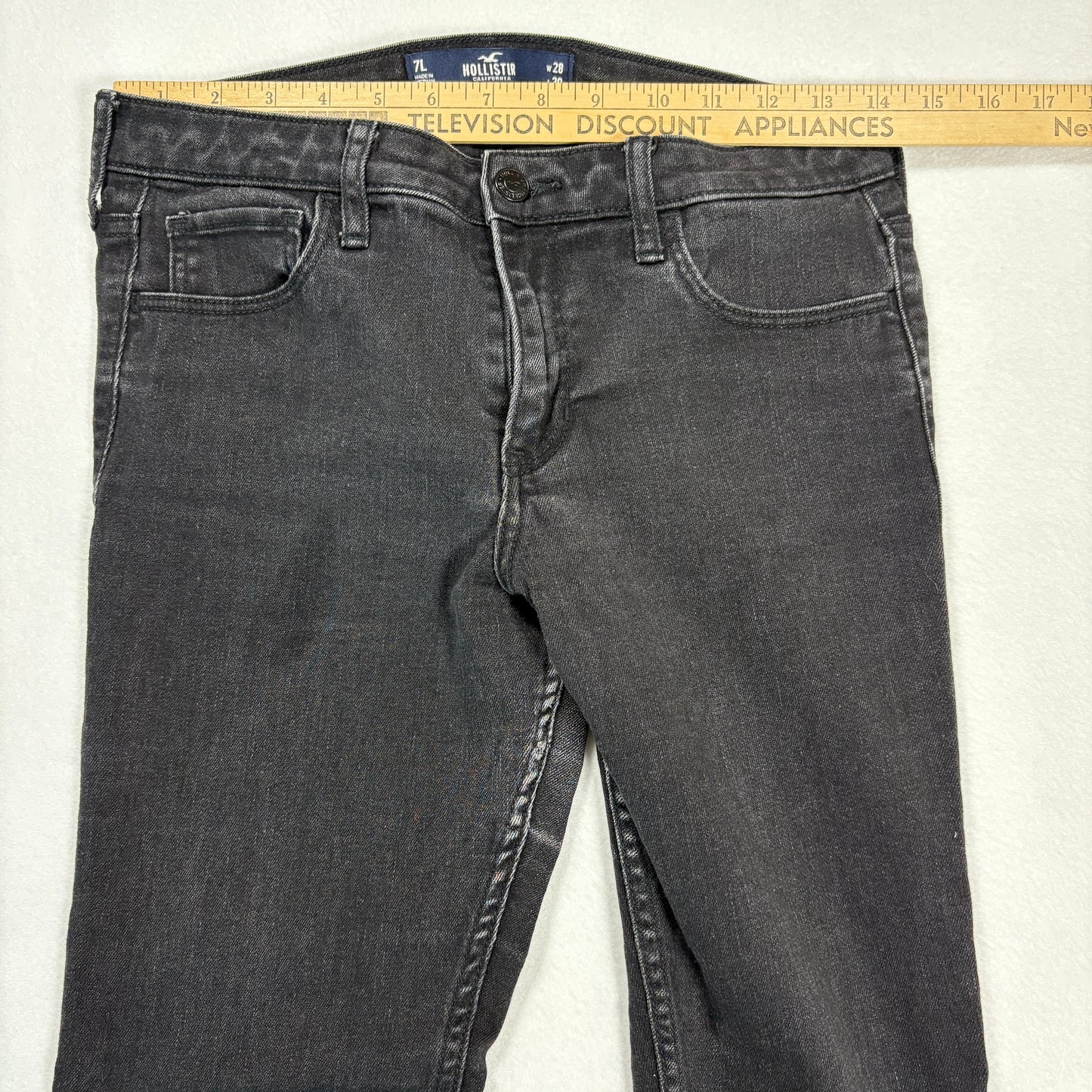 Hollister Womens Jeans Size 7L W28 L30 Mid Rise Super Skinny Black Denim Y2K