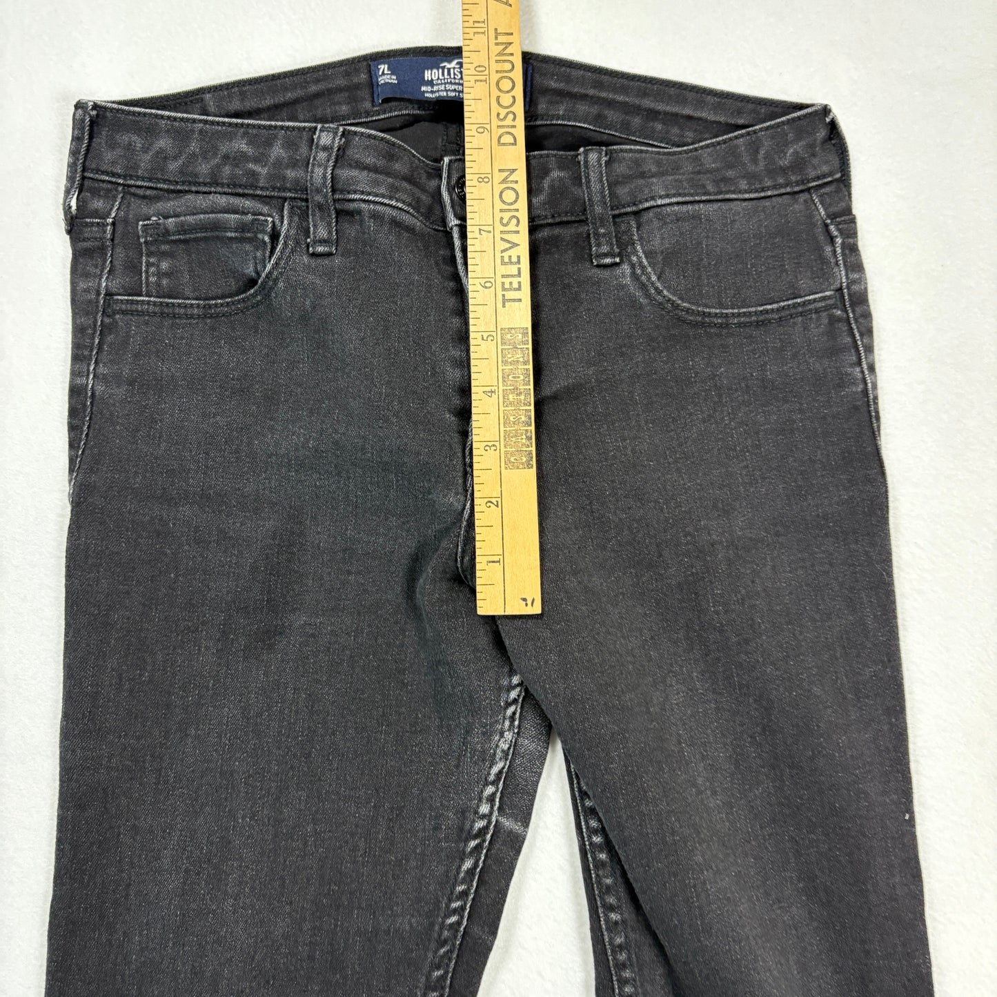 Hollister Womens Jeans Size 7L W28 L30 Mid Rise Super Skinny Black Denim Y2K
