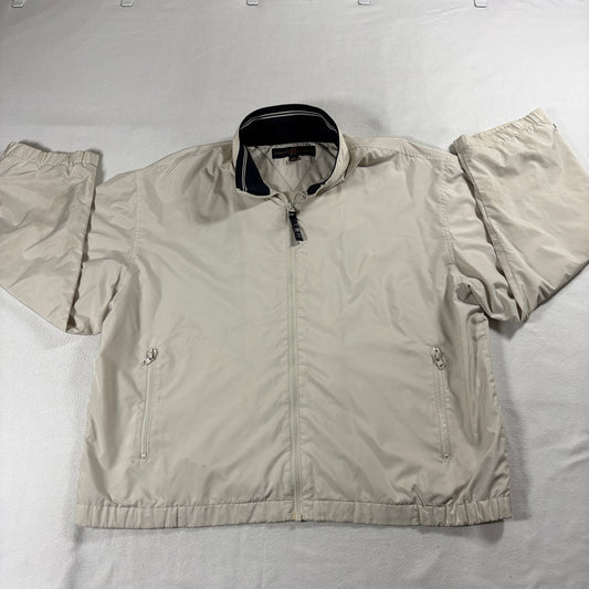 Golf Windbreaker Jacket Full Zip Nylon Tommy Hilfiger L Beige Lightweight