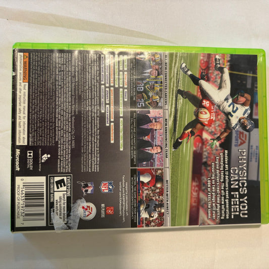 Madden NFL 13 Xbox 360 Complete CIB EA Sports 2012 Tested Disc Manual Online Pass