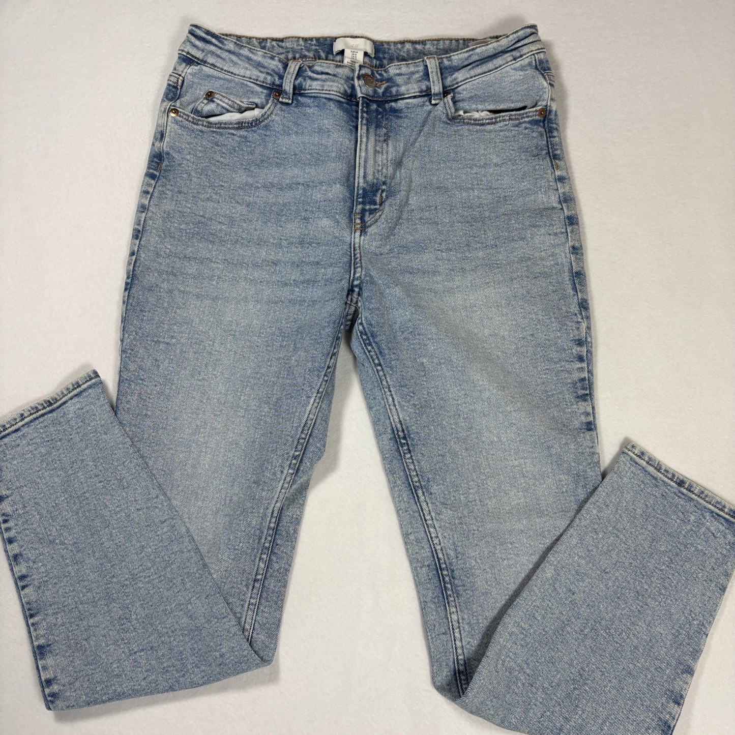 H&M Womens Jeans Size 12 Light Wash Baggy High Rise Y2K 90s Grunge Denim Vintage