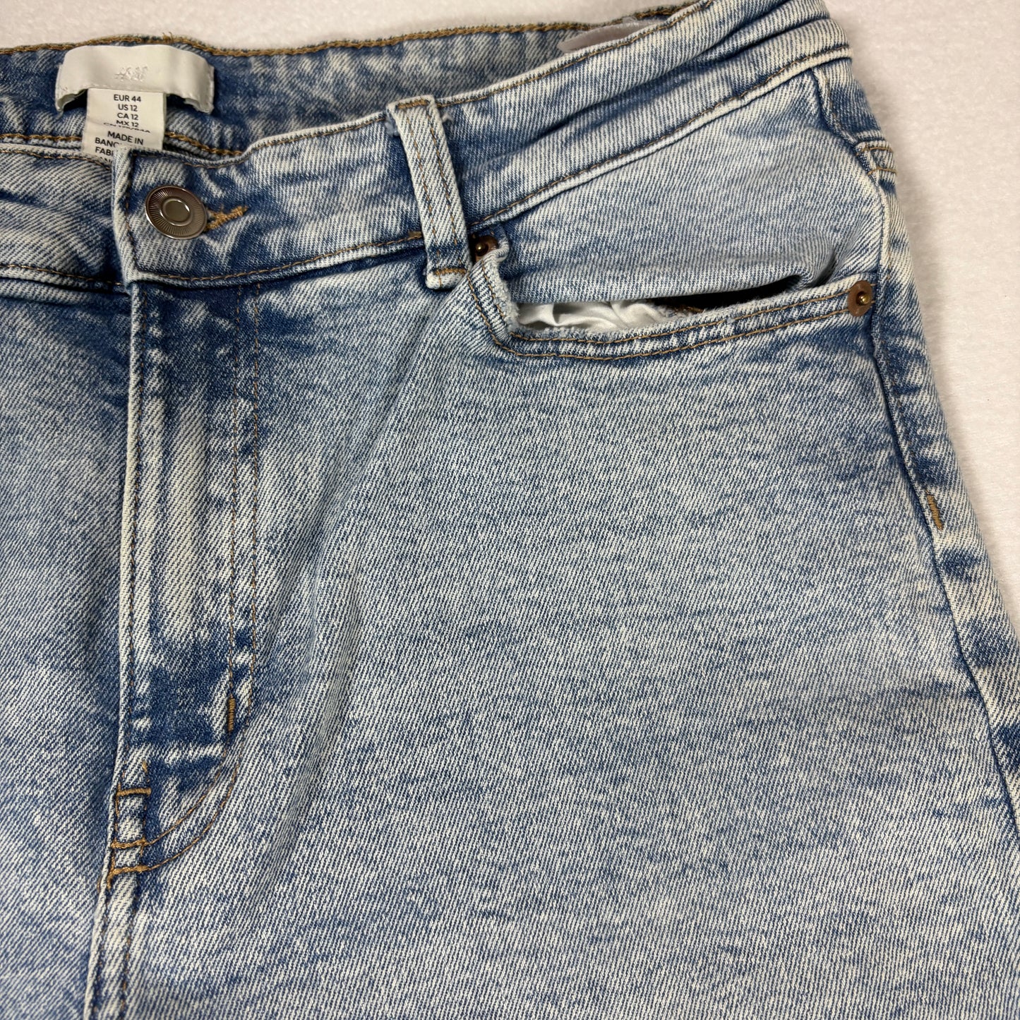 H&M Womens Jeans Size 12 Light Wash Baggy High Rise Y2K 90s Grunge Denim Vintage