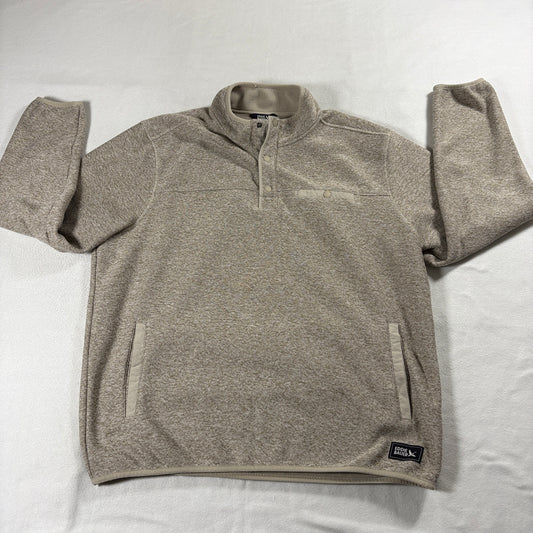 Pullover Fleece Jacket Snap Neck Eddie Bauer XL Beige Outdoor Hiking Cozy