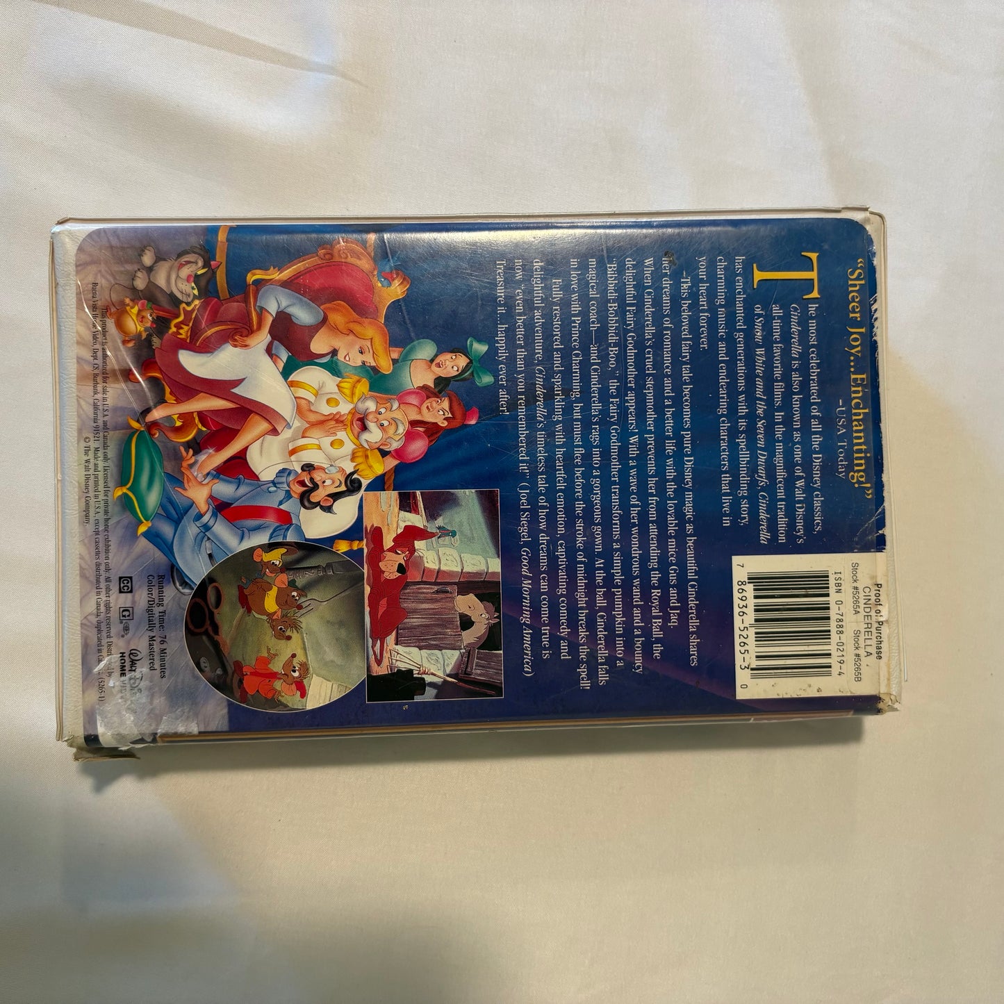 Disney Cinderella VHS 1995 Masterpiece Collection White Clamshell Case Animated
