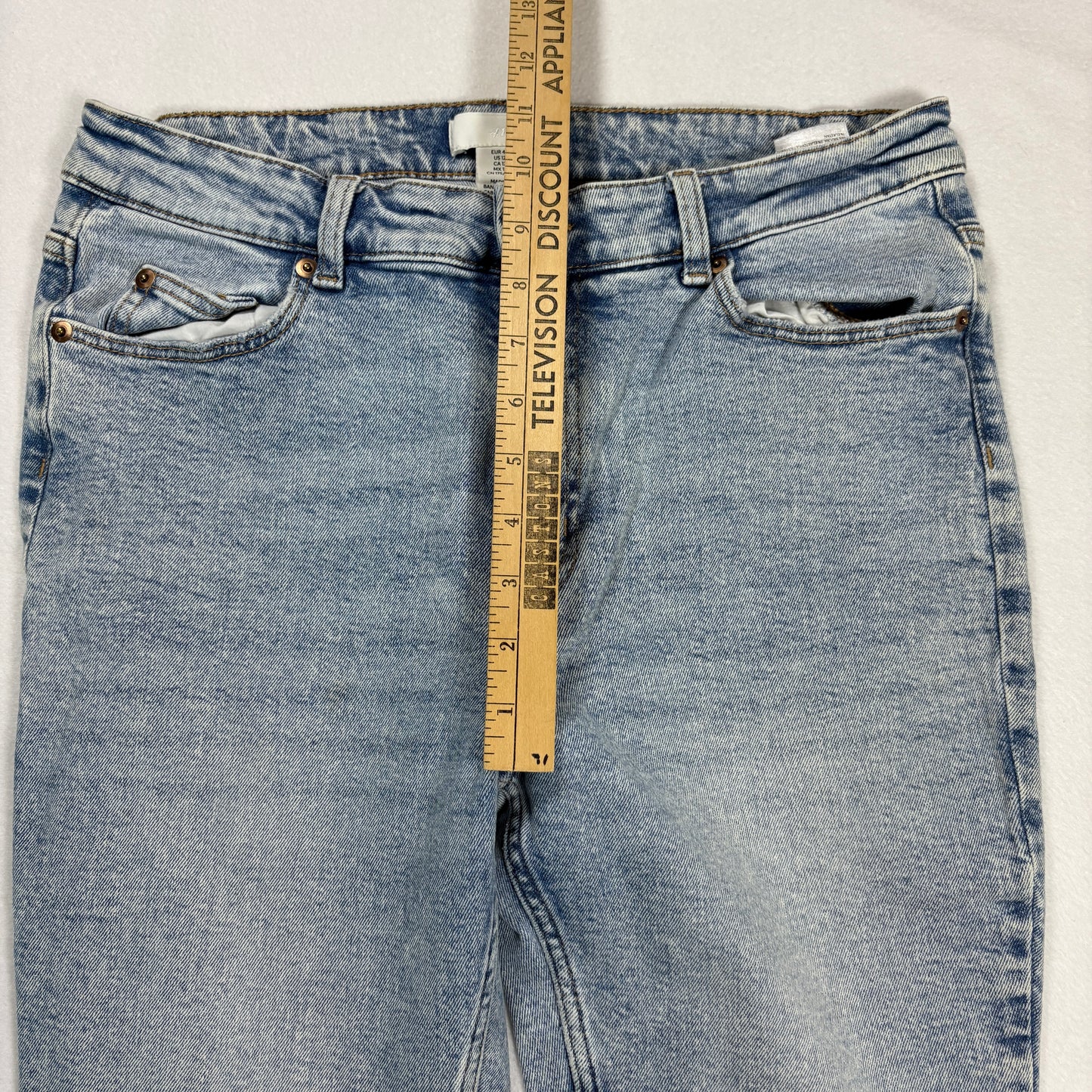 H&M Womens Jeans Size 12 Light Wash Baggy High Rise Y2K 90s Grunge Denim Vintage