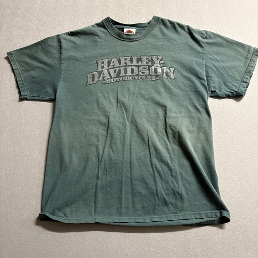 Harley Davidson Ventura Camarillo CA T Shirt USA Made Faded Green Large Tshirt