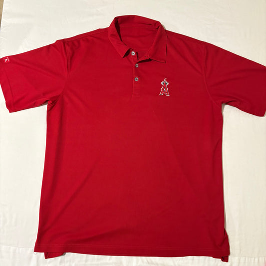 LA Angels Red Polo Shirt Men’s Size L 31" Length Golf MLB Dri-Fit Style Logo