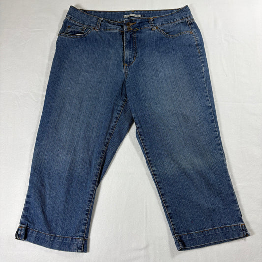 Bandolino Blu Jeans Womens 12 Capri Cropped Mid Rise Blue Stretch Casual Vintage