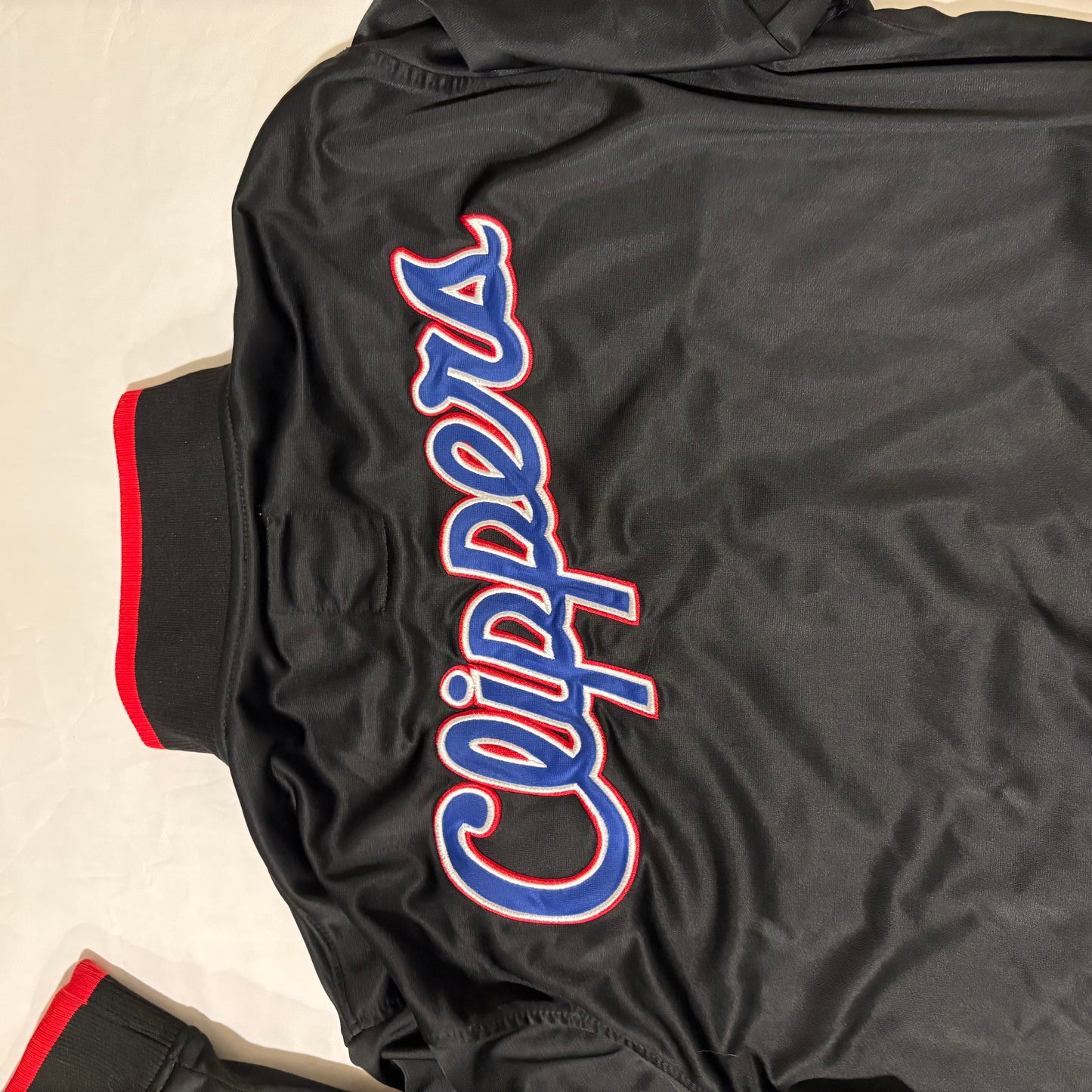LA Clippers NBA Black Red Track Jacket Men’s Large Zip-Up Logo 29" Length