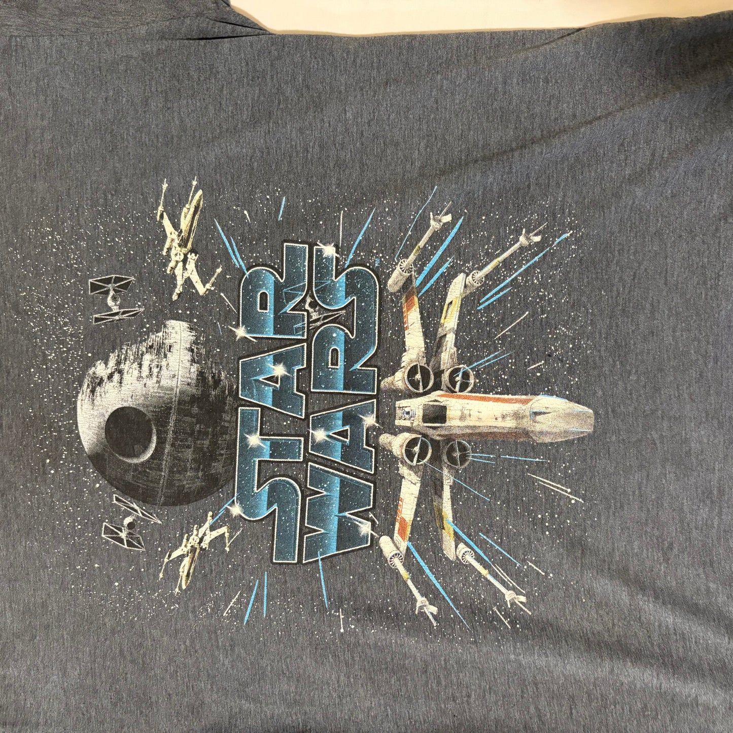 Star Wars X-Wing vs Death Star Graphic T-Shirt Adult L Gray Space Battle Tee
