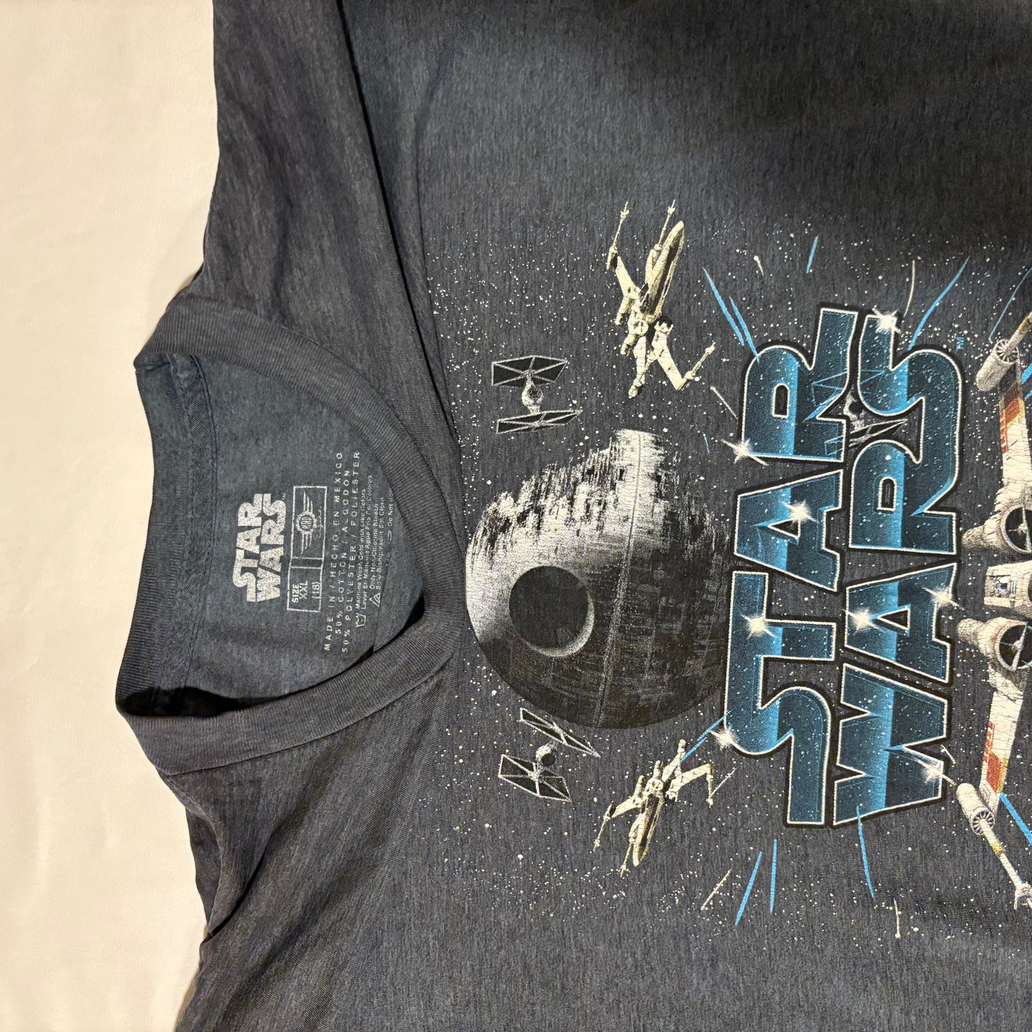 Star Wars X-Wing vs Death Star Graphic T-Shirt Adult L Gray Space Battle Tee