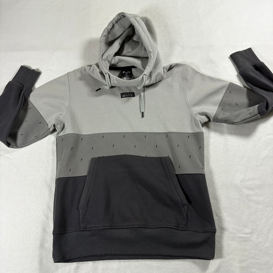Colorblock Hoodie FXR Gray Black Lightning Print Streetwear Pullover M