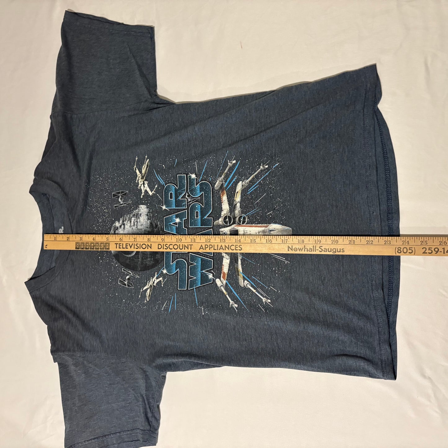 Star Wars X-Wing vs Death Star Graphic T-Shirt Adult L Gray Space Battle Tee