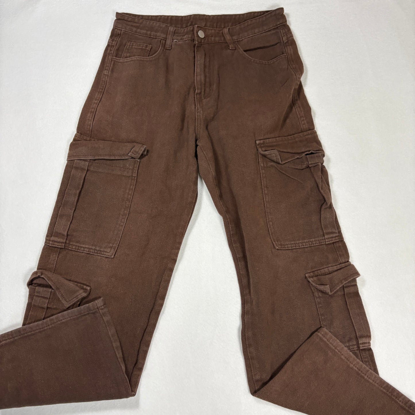 Shein Womens Brown Cargo Jeans Size S Baggy Y2K 90s Grunge Utility Pants