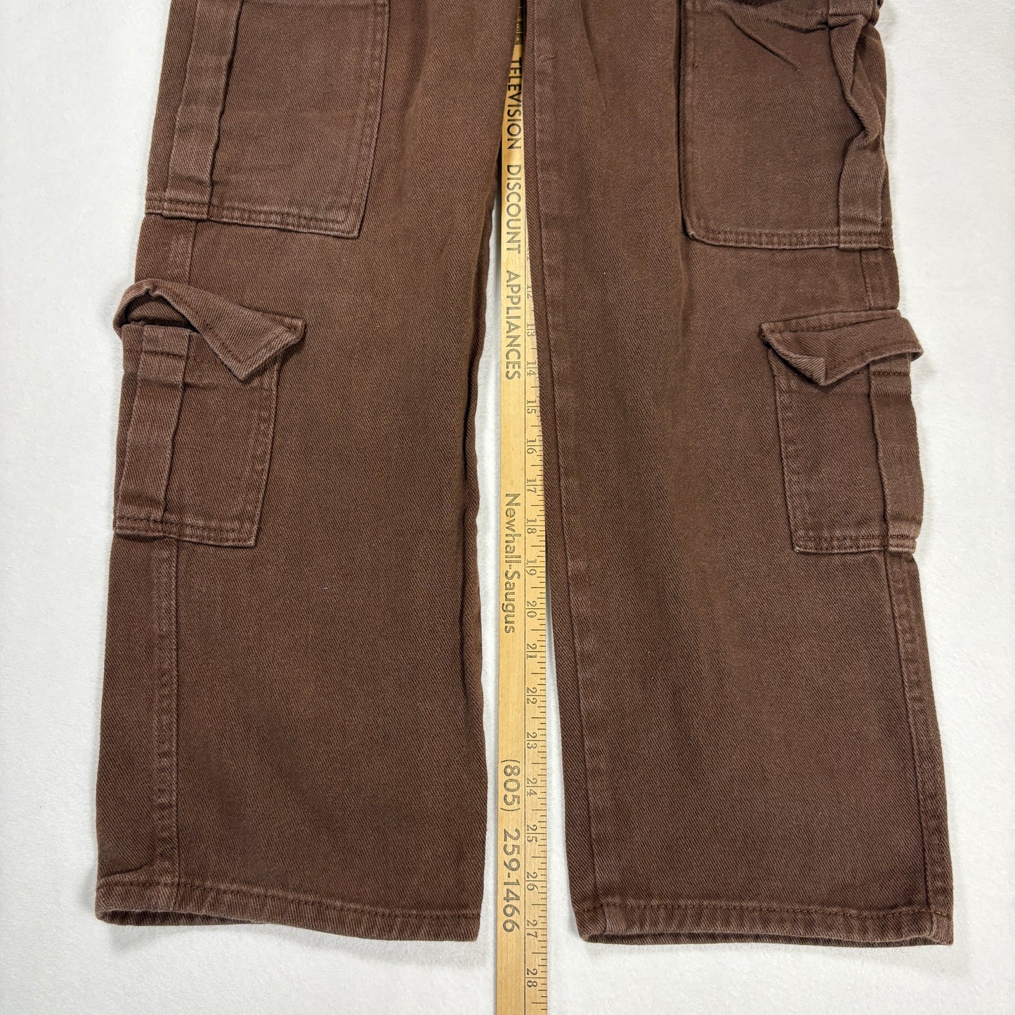 Shein Womens Brown Cargo Jeans Size S Baggy Y2K 90s Grunge Utility Pants