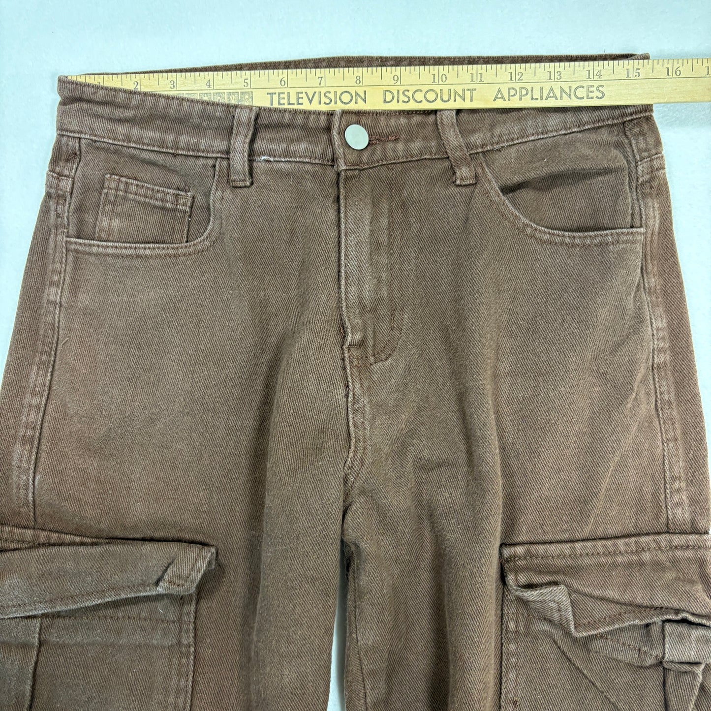 Shein Womens Brown Cargo Jeans Size S Baggy Y2K 90s Grunge Utility Pants