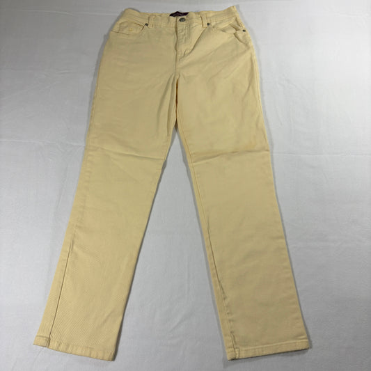 Gloria Vanderbilt Amanda Pants Womens 6 Yellow Straight Leg Stretch Mid Rise