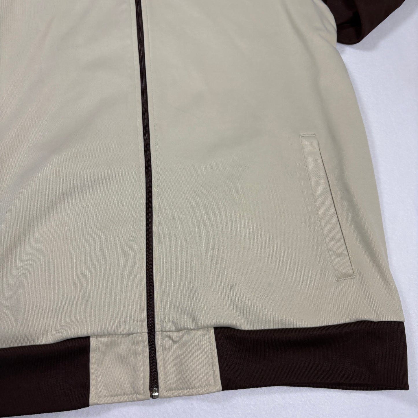 Le Tigre Mens 2XL Track Jacket Beige Brown Retro Y2K 90s Full Zip Tiger Logo