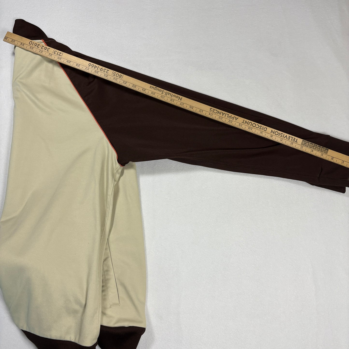 Le Tigre Mens 2XL Track Jacket Beige Brown Retro Y2K 90s Full Zip Tiger Logo