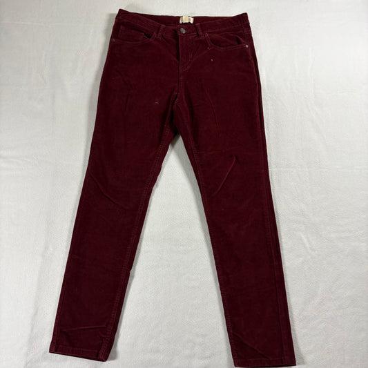 Per Se Womens Corduroy Pants Burgundy Skinny Stretch Vintage Y2K 10x30 Indie Mod